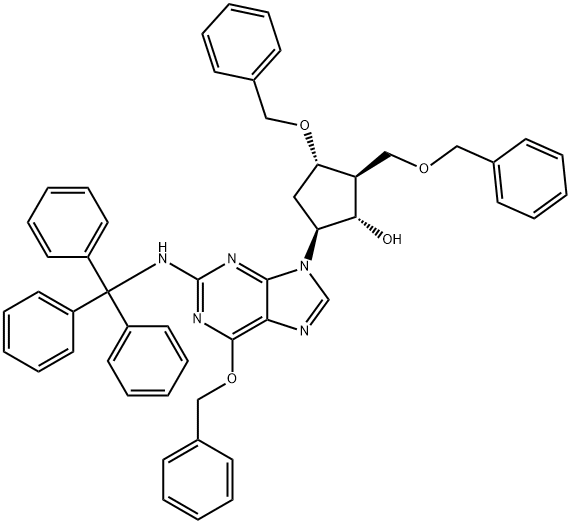 (1S,2S,3S,5S)-3-Benziloxi-2-benziloximetil-5-[6-bentziloxi-2-(tritil-amino)-purin-9-il]-ziklopentanola