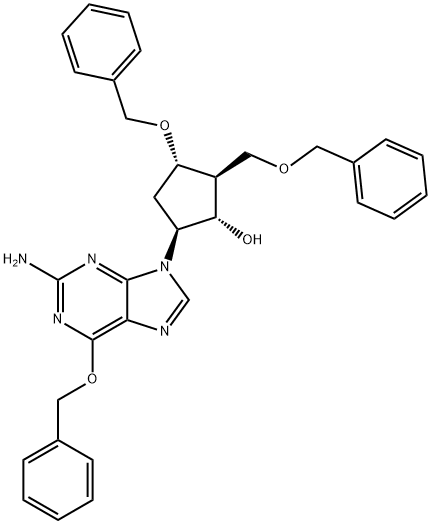 (1S,2S,3S,5S)-5-(2-Amino-6-(benziloxi)-9H-purin-9-il)-3-(benziloxi)-2-(benziloximetil)ziklopentanol