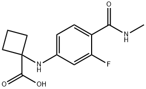 Azido 1-((3-fluoro-4-(metilkarbamoil)fenil)amino)ziklobutanokarboxilikoa