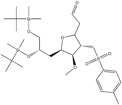 2-((2S,3S,4R,5R)-5-((S)-2,3-bis(tert-butildimetilsililoxi)propil)-4-metoxi-3-(tosilmetil)tetrahidrofuran-2-il) azetaldehidoa