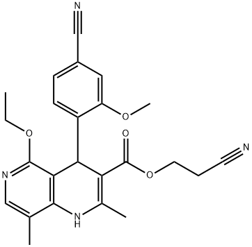 2-zianoetil 4-(4-ziano-2-metoxifenil)-5-etoxi-2,8-dimetil-1,4-dihidro-1,6-naftiridina-3-karboxilatoa