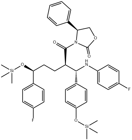 3-[(2R,5S)-5-(4-Fluorofenil)-2-[(S)-[(4-fluorofenil (amino)]][4-[trimetilsilil]-oxi]fenil]metil]-1- oxo-5-[(trimetilsilia)-oxi]pentil]-4-fenil-(4S)-2-oxazolidinona