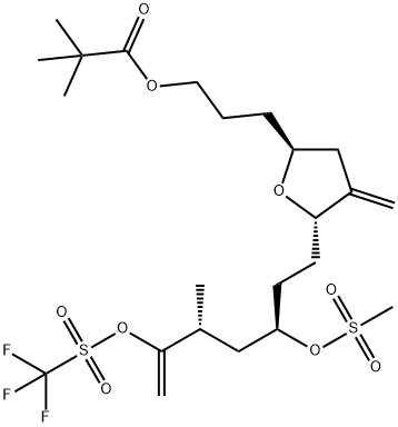 3-((2S,5S)-5-((3R,5R)-5-Metil-3-((metilsulfonil)oxi)-6-(((trifluorometil)sulfonil)oxi)hept-6-en-1- il)-4-metilentetrahidrofuran-2-il)propil pivalatoa