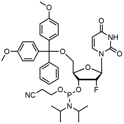 5'-O-(4,4-dimetoxitritil)-2'-desoxi-2'-fluorouridina-3'-(2-zianoetil-N,N-diisopropil)fosforamidita