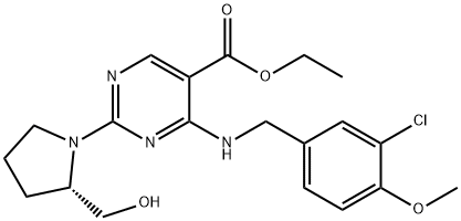 Azido 5-pirimidinkarboxilikoa,4-[[(3-kloro-4-metoxifenil)metil]aMino]-2-[(2S)-2-(hidroximetil)-1-pirrolidinil]-, ester etilikoa