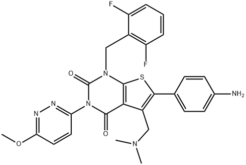 6-(4-aminofenil)-1-(2,6-difluorobenzil)-5-((dimetilamino)metil)-3-(6-metoxipiridazin-3-il)tieno[2,3-d]pirimidina-2, 4(1H,3H)-diona
