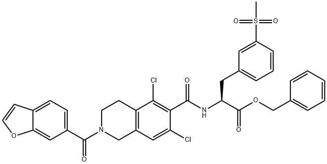 bentzilo (S)-2-(2-(benzofuran-6-karbonil)-5,7-dikloro-1,2,3,4-tetrahidroisoquinoline-6-carboxamido)-3-(3-(metilsulfonil)fenil)propanoatoa