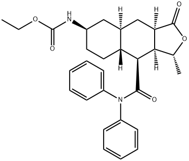 Etil ((1R,3aR,4aR,6R,8aR,9S,9aS)-9-(difenilkarbamoil)-1-metil-3-oxododekahidronafto[2,3-c]furan-6-il)karbamatoa