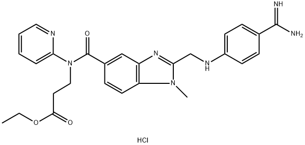 N-[[2-[[[4-(Aminoiminometil)fenil]amino]metil]-1-metil-1H-benzimidazol-5-il]karbonil]-N-(2-piridinil)-beta-alanina etil ester klorhidratoa